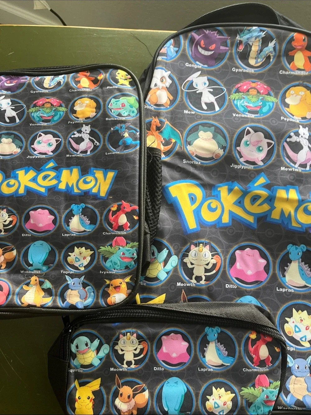 Pokémon Logo Backpack Set in Black with Multicolor Character Print